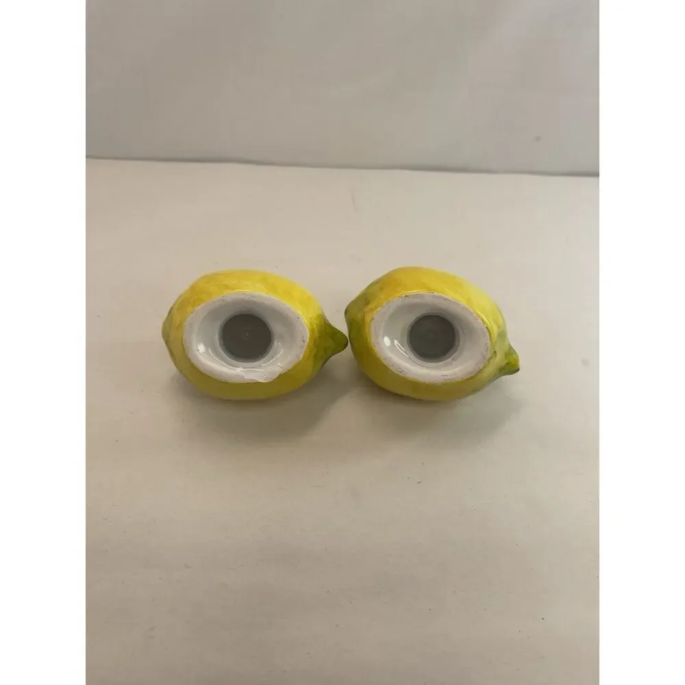 Vintage Ceramic Lemon Salt & Pepper Shakers – Yellow Speckled Pair Chipped